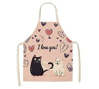 Lukery Tablier de Cuisine Femme et Enfant, Chat Motif Coton et Lin Sans Manches Propre Tablier, Extérieur Famille Barbecue Cuisson Tablier pour Parents et Enfants (Graffiti,Adulte- 68x55cm)