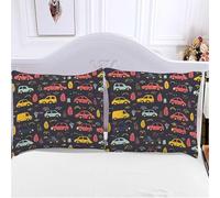 Lukery Taie Oreiller 50x75/40x60/65x65/80x80cm Lot de 2, 3D Camion Housse de Coussin, Respirante et Douce Protege Oreiller (Voiture Jaune,80x80cm)
