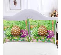 Lukery Taie Oreiller 50x75/40x60/65x65/80x80cm Lot de 2, 3D Pâques Housse de Coussin, Respirante et Douce Protege Oreiller (Herzliche Grüße,40x60cm)