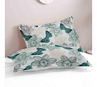 Lukery Taie Oreiller 50x75/40x80cm Lot de 2, Imprimé Papillon Housse de Coussin, Respirante et Douce Protege Oreiller (Papillon Vert,50 * 75cm)