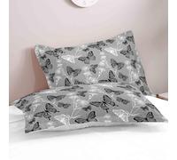 Lukery Taie Oreiller 50x75/40x80cm Lot de 2, Imprimé Papillon Housse de Coussin, Respirante et Douce Protege Oreiller (Papillon Gris,50 * 75cm)