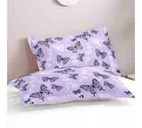 Lukery Taie Oreiller 50x75/40x80cm Lot de 2, Imprimé Papillon Housse de Coussin, Respirante et Douce Protege Oreiller (Papillon Violet,50 * 75cm)