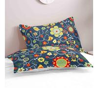 Lukery Taie Oreiller 50x75/40x80cm Lot de 2, Style Rétro Housse de Coussin, Respirante et Douce Protege Oreiller (Fleurs Traditionnelles,50 * 75cm)