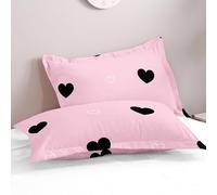 Lukery Taie Oreiller Lot de 2, 50x75/40x80cm Housse de Coussin, Respirante et Douce Protege Oreiller (Cœur Rose,50 * 75cm)
