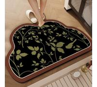 Lukery Tapis de Bain Absorbant, Forme du Nuage Tapis de Cuisine Salle de Bain Diatomite Antidérapant Lavable Absorbant Sèche Rapide Douche Vaisselle (Feuilles,80x120cm)