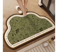 Lukery Tapis de Bain Absorbant, Forme du Nuage Tapis de Cuisine Salle de Bain Diatomite Antidérapant Lavable Absorbant Sèche Rapide Douche Vaisselle (Plantes,50x80cm)