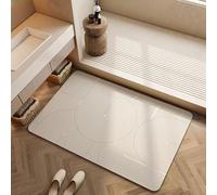 Lukery Tapis de bain antidérapant, à séchage rapide, super absorbant, beige, lavable, en terre de diatomée, pour douche, baignoire, cuisine, 50 x 80 cm, cercle