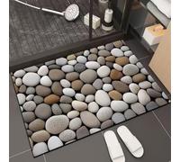 Lukery Tapis de Bain Antidérapant Super Absorbant Diatomite, Tapis de Salle de Bain Lavable Microfibre Absorbant Sèche Rapide Douche Portes de Salle (Naturel Caillou,40x60cm)