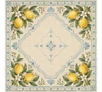 Lukery Tapis de Jeu Mahjong, Citron Jaune (Fleur,500x500mm) | Tapis Jeu de Carte Antidérapant Carrée Grand Réduction du Bruit pour Mahjong Dominos Cartes Poker Société, Décoration