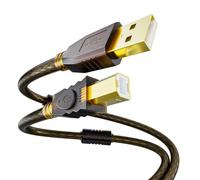 LUKFOCAB Câble d'imprimante USB de 10 m, USB de type A vers USB de type B mâle vers mâle, câble USB 2.0 actif, haute vitesse pour HP, Dell, Epson, Lexmark, Xerox, Brother, etc., noir transparent