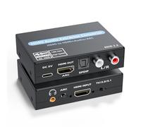 LUKFOCAB Convertisseur d'extraction audio HDMI, adaptateur audio 4K @ 60 Hz avec SPDIF optique + stéréo 3,5 mm + adaptateur audio analogique RCA L/R, convertisseur HDMI ARC prend en charge 5.1 HDCP