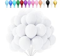 LUKIUP 100 Pièces Ballons en Latex, 10 inch Blanc Ballons, Ballon de Baudruche pour Fête, Mariage, Anniversaire, Baby Shower, Halloween, Karneval Fête Décor