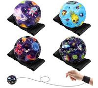 LUKIUP 4 pièces Balle de Retour Poignet, Balle avec Elastique Poignet, Balle Rebondissante Espace, Bounce Ball Toys adeaux pour Jeux en Famille pour Enfants et Adultes(B)