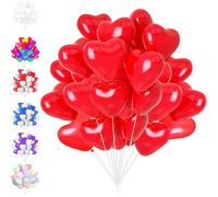 LUKIUP 50 Pcs Ballon coeur Rouge, 12 Pouces Rouge Ballons en Latex en Forme de Cœur, Rouge Ballon Coeur Helium pour Engagement, Mariage, Valentine et Anniversaire fête Décoration