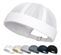 LUKIUP Bonnet Docker Été Casquette sans Visière Maille Bonnet Dockers Homme Réglable Casquette de Marin Roulé Cuff Retro Beanie Hat Homme