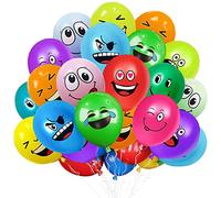 LUKIUP Lot de 50/100/200 Ballons en Latex Colorés de 12 pouces - Émotion Série Ballons Drôles, Jolis ballons drôles - Différents motifs - Pour décoration d'anniversaire - Garçons filles et bébés(100)
