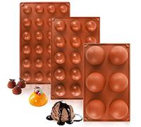 LUKIUP® Moule en Silicone Demi Sphere, 6 trous Semicircle 15 trous Demi-cercle 24 trous Demi-cercle, Ø 6,7 cm, Ø 3,7 cm, Ø 2,7 cm, pour La Fabrication de Chocolat, Gâteaux, Gelée et Mousse à Dôme