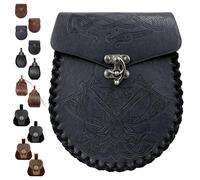 LUKIUP Sacoche Ceinture Médiévale en Simili Cuir Embossé, Ensemble de Sacoches Ceinturer Renaissance en Simili Cuir, Petites Sacoches de Ceinture pour Cosplay, Halloween et Événements Médiévaux (K)