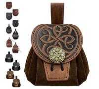 LUKIUP Sacoche Ceinture Médiévale en Simili Cuir Embossé, Ensemble de Sacoches Ceinturer Renaissance en Simili Cuir, Petites Sacoches de Ceinture pour Cosplay, Halloween et Événements Médiévaux (C)