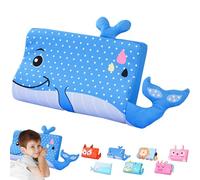 LUKIUP Schlummerkids Coussin pour enfant à mémoire de forme, 45 x 27 cm, motif d'animaux mignons et confortables, respirant, confortable, ergonomique, pour enfants à partir de 3 ans, baleine bleue