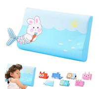 LUKIUP Schlummerkids Coussin pour enfant à mémoire de forme, 45 x 27 cm, motif d'animaux mignons et confortables, respirant, confortable, ergonomique, pour enfants à partir de 3 ans, lapin bleu