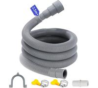 LUKIUP Tuyau Vidange Machine a Laver, 1/1,5/2/2,5/3/4/5/6M Rallonge de Tuyau de Vidange, Tuyau de Vidange Universel, avec Support Forme U et 2*Colliers de Serrage, pour Lave Vaisselle (2.5M)