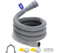 LUKIUP Tuyau Vidange Machine a Laver, 1/1,5/2/2,5/3/4/5/6M Rallonge de Tuyau de Vidange, Tuyau de Vidange Universel, avec Support Forme U et 2*Colliers de Serrage, pour Lave Vaisselle (6M)