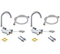 LukLoy Ensemble complet de robinet à pédale mains libres, valve à pied + sortie + tuyau flexible de 1 m + vis, robinet de contrôle au sol sans contact pour laboratoire médical d'hôpital (Lot de 2)