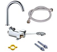 LukLoy Ensemble complet de robinet à pédale mains libres, valve à pied + sortie + tuyau flexible de 1 m + vis, robinet de contrôle au sol sans contact pour laboratoire médical d'hôpital