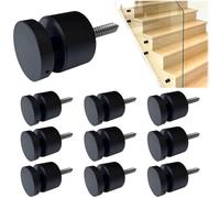 LukLoy - Entretoises en verre robuste de qualité marine SS316 pour balustrade de balcon, escalier, balustrade - Support en verre - Noir mat (acier inoxydable 316, noir mat, 10)