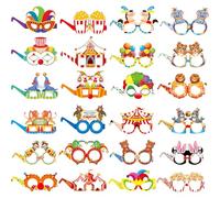 LUKlUP Drôles Carnaval Fête Lunettes Masque, 24 Drole Papier Lunettes, Déguisée pour Halloween Carnaval Déguisement Accessoires, Anniversaire Mexicaine Fiesta Lunettes Photobooth Accessoires