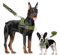 Lukovee Ensemble harnais et laisse anti-traction pour chien - Harnais robuste avec rembourrage doux pour chiens de taille moyenne et grande - Harnais tactique réfléchissant réglable pour une promenade