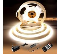 luktix Ruban LED COB 2M, Bande LED blanche Naturel 4000K, Bande LED COB 24V Dimmable, CRI92, Largeur 8mm, avec Télécommande et Alimentation, Pour décoration maison, cuisine,miroir