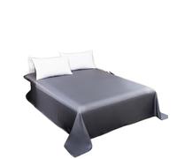 LUKYWANG Linge De Lit en Soie De Glace Drap Plat en Soie de mûrier Naturel, Drap de lit de Couleur Unie, Drap de lit King Size, Drap Textile for la Maison Drap Housse Satin(Gray,250x250cm)