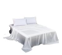 LUKYWANG Linge De Lit en Soie De Glace Drap Plat en Soie de mûrier Naturel, Drap de lit de Couleur Unie, Drap de lit King Size, Drap Textile for la Maison Drap Housse Satin(White,250x250cm)