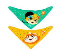 LULABI 44 GATTI BOY - Lot de 2 bavoirs pour bébé, 100% coton doux avec impression, 44 chats, paquet de bavoirs, bavoirs à boutons, hypoallergéniques, réutilisables, unisexes, 21 x 17 cm - Multicolore