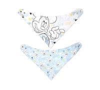 Lulabi Disney Mickey Tender, lot de 2 bavoirs bandana, coton, 0+, bleu