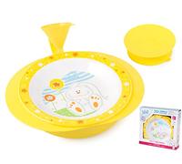 Lulabi Petit Lapin Assiette Bouillie en Mélamine avec Base Antidérapante, Jaune