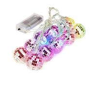 lulalula Guirlande lumineuse à boules disco à LED - 1,8 m - Multicolore - À piles - Décoration de fête
