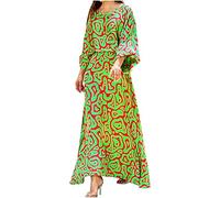 LULAND Ensemble de Robe Maxi à Manches Fendues tourbillonnantes, vêtements éligibles Robes Femmes Haut à Manches Longues et Jupe mi-Longue (Y,Medium)