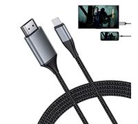 lulaven[4M Long Version HDMI Cable for iPhone, HDMI Converter Cable, Telephone/Pad/Pod to TV, HDMI Connection Cable, OS 11, 12, 13, 14, YouTube TV Output, High Definition HD1080P Grey