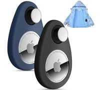 Lulaven pour Airtag Lot de 2 Coques de Suivi GPS Anti-Retrait pour Enfants, Personnes âgées, Animaux domestiques, Sac à Dos, Bagages (Bleu Marine, Noir)