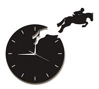 Lulaxy Art DéCor Cavalier Saut Montre Murale Cavalier à Cheval Saut Cheval Horloges Design 3D Horloge Murale ÉQuitation