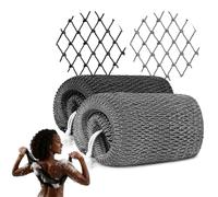 lulir 2 PCS Djampe Filet de Douche Africain, Éponge Africaine à Séchage Rapide, Net Sponge with Knots pour Hommes Femmes, Gommage Corps Doux Extensible, avec Cordes, pour Douche, SPA (Noir,gris)