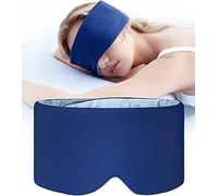 lulir Masque de Sommeil en Soie, Nuit Sommeil Yeux Cache Oeil, Grand Réglable Couverture Intégrale, Homme et Femme pour Dormir la Nuit Voyager et Sieste, Bleu Foncé