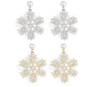 LuLiyLdJ 2 Paires noël boucles d'oreille, Boucles d'oreilles de noël femme, Flocons de neige christmas earrings