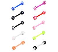 LuLiyLdJ Kit de perçage de Langue de Mamelon en Plastique, 10 Paquets, haltère Flexible en Plastique de 16mm 14G