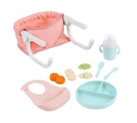 LullaBaby - Doll Clip on Table Seat - 14" Baby Doll Accessories - Bib & Pretend Food - Imaginative Play - Toys for Kids Ages 2 & Up - Baby Doll Clip on Table Seat & Feeding Set