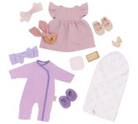 LullaBaby - Ensemble de vêtements pour poupées - Ensemble de Mode 13 pièces - Vêtements pour poupées - Accessoires de Pyjama, de Robe et de Bain - Jeu imaginatif - 2 Ans et +