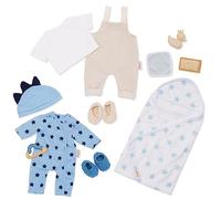LullaBaby - Ensemble de vêtements pour poupées - Ensemble de Mode 13 pièces - Vêtements pour poupées - Pyjama, Pull et Accessoires de Bain - Jeu imaginatif - 2 Ans et +